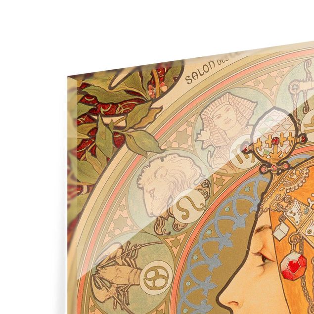 Panel szklany do kuchni - Alfons Mucha - Znaki zodiaku