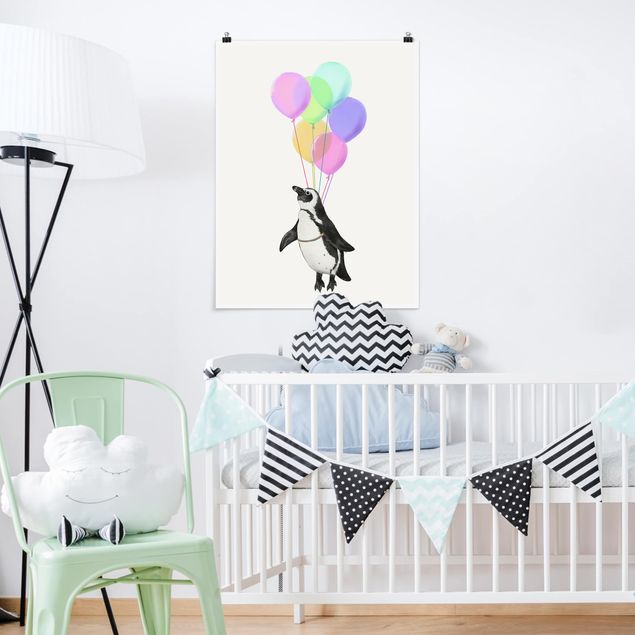 Obrazy nowoczesne Ilustracja pastelowych balonów w kształcie pingwina