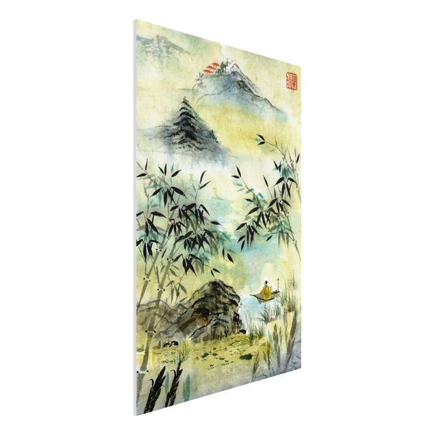 Obrazy Azja Japoński rysunek akwarelą Las bambusowy