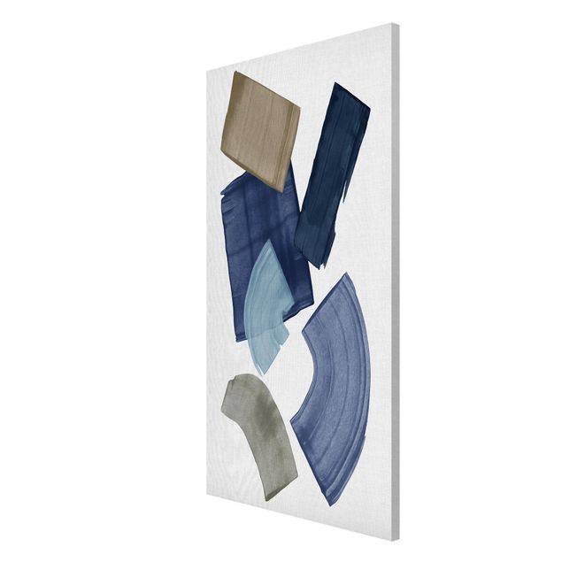 Obrazy nowoczesne Brush Blocks w kolorze niebieskim i brązowym