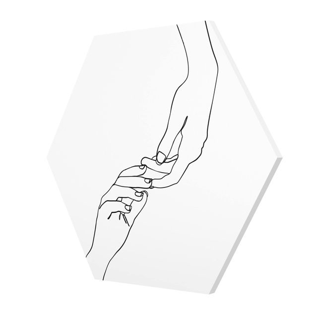 Obrazy o miłości Line Art Ręce dotykowe czarno-biały