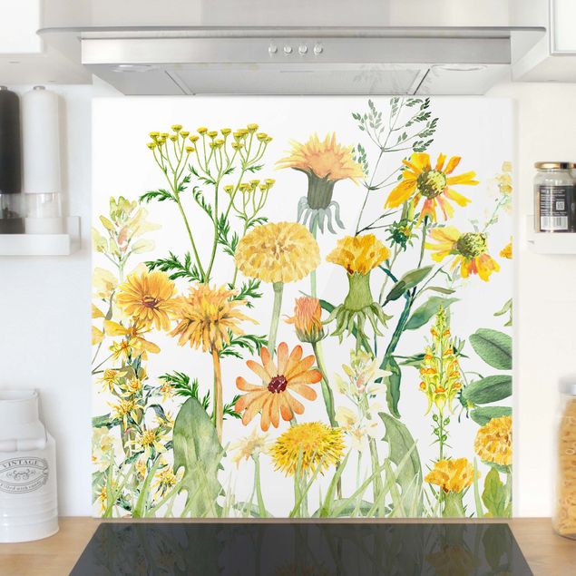 Dekoracja do kuchni Watercolour Flower Meadow In Gelb