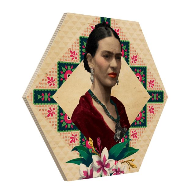 Obrazy drewniane Frida Kahlo - Kwiaty i geometria