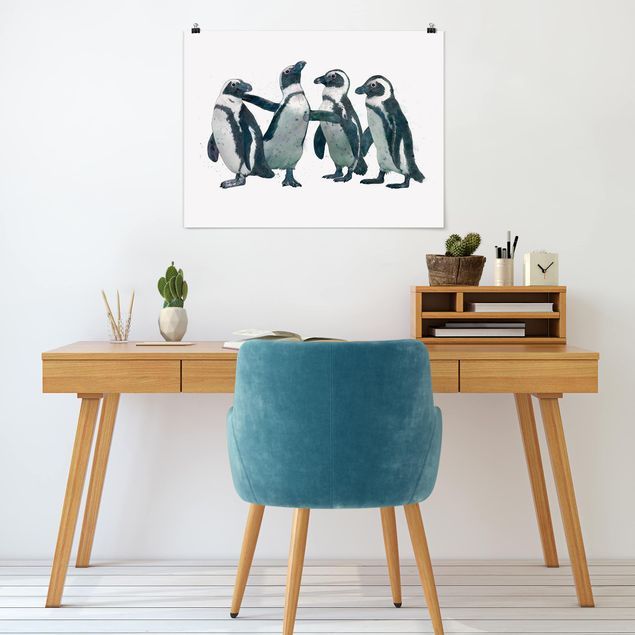 Obrazy nowoczesny Ilustracja pingwinów czarno-biały Akwarela