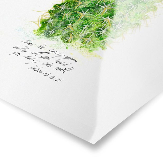 Zielony obraz Kaktus z wersetem biblijnym I