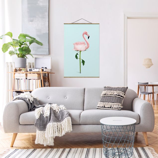 Obrazy do salonu Flamingo z różą
