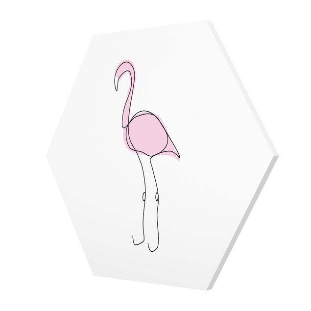 Obraz heksagonalny Flamingo Line Art