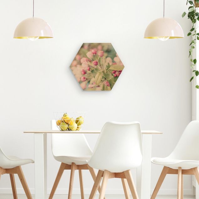 Obrazy nowoczesne Kwiat jabłoni bokeh różowy