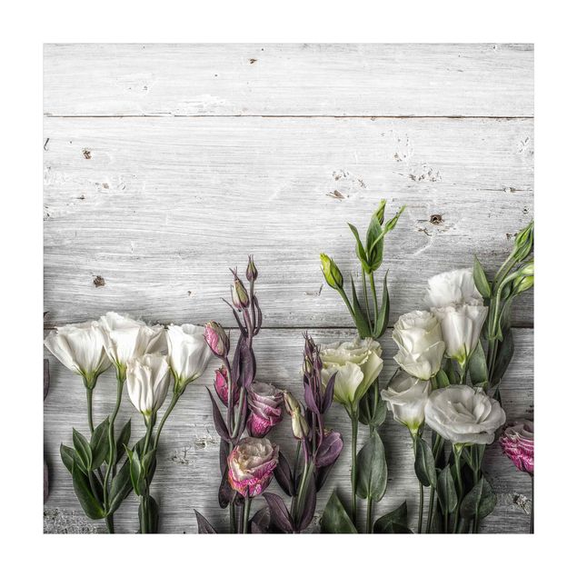 dywan kwiatowy Tulipanowa róża Shabby Wood Look