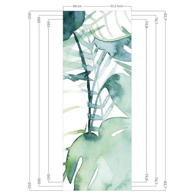 Tylna ścianka prysznicowa - Palm Fronds In Watercolour II