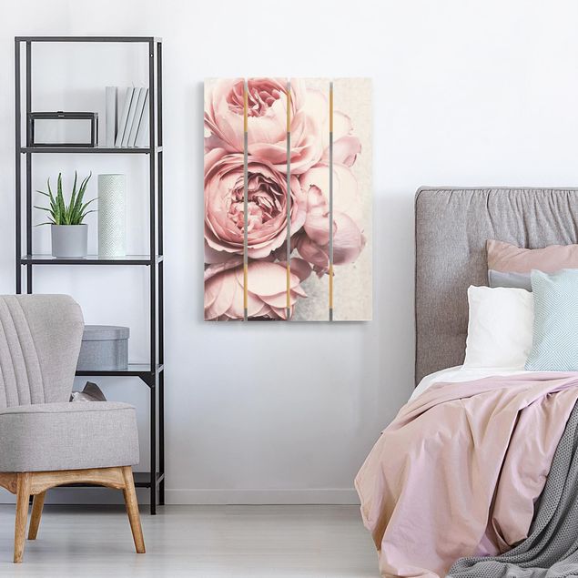 Obrazy na ścianę Kwiaty różowej piwonii Shabby Pastel