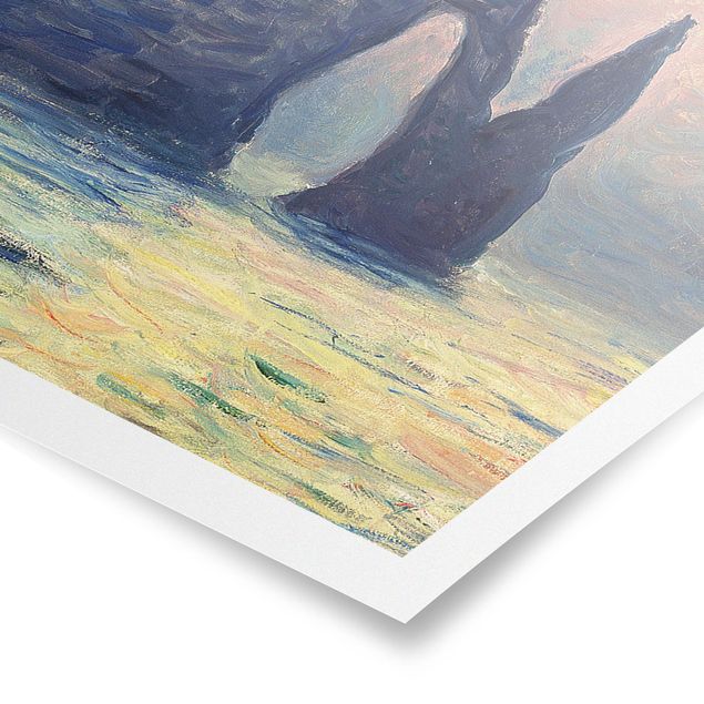 Obrazy z morzem Claude Monet - Zachód słońca w skałach