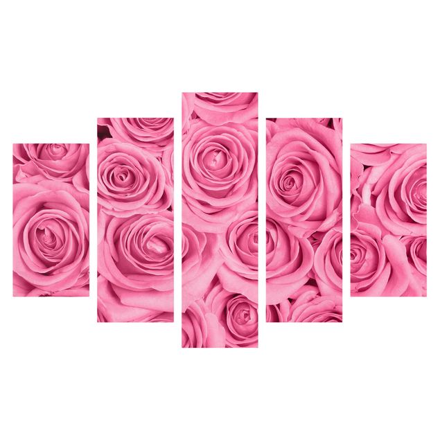 Obraz na płótnie 5-częściowy - Różowe róże