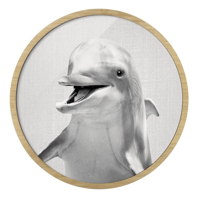 Obrazy w ramie zwierzęta Delfin Diddi czarno-biały