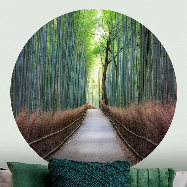 Zielone tapety Ścieżka przez bambus