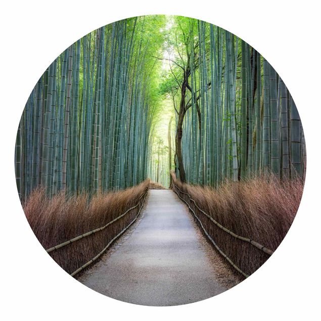 Okrągła tapeta samoprzylepna - Ścieżka przez bambus