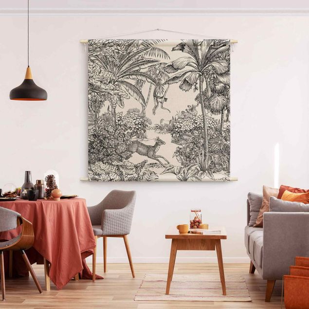 gobelin na ścianę nowoczesne Detailed Drawing Of Jungle