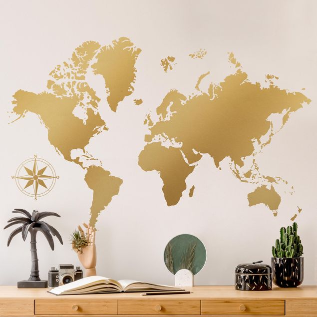 Naklejka na ścianę - Szczegółowa mapa świata