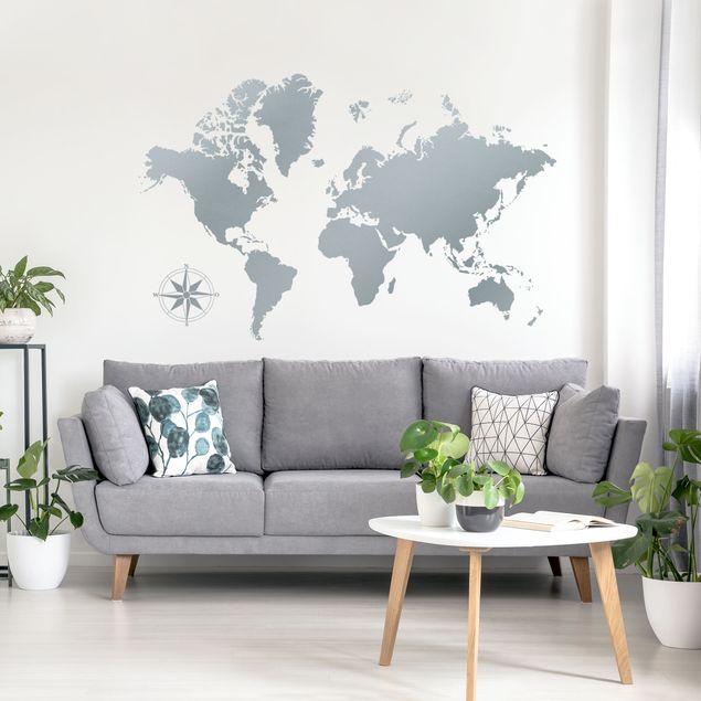 Naklejka na ścianę - Szczegółowa mapa świata