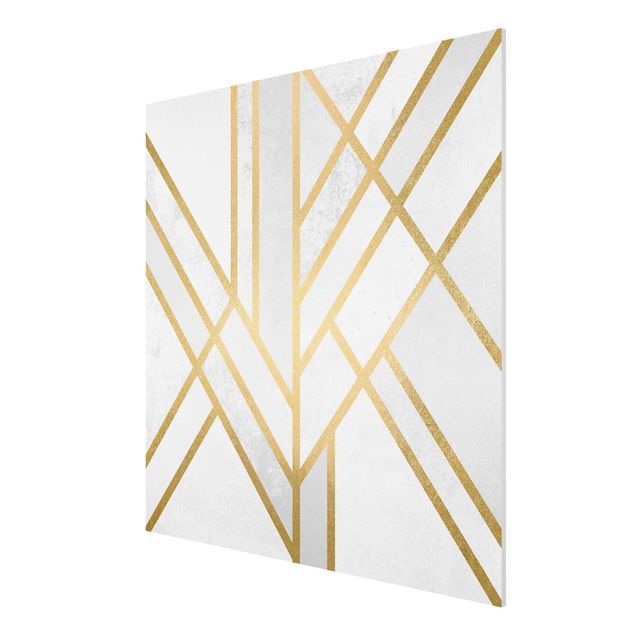 Abstrakcja obraz Art Deco Geometry Białe złoto