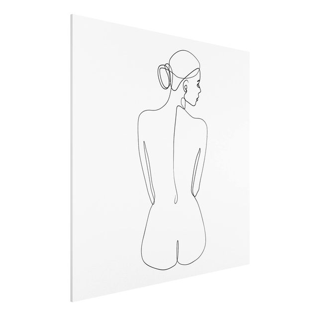 Obrazy do salonu Line Art Naga kobieta z tyłu czarno-biały