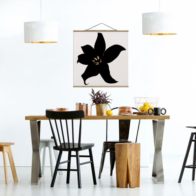 Obrazy do salonu nowoczesne Graficzny świat roślin - Orchidea czarno-złota