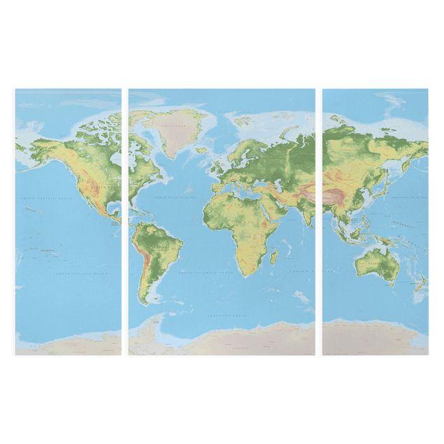 Sbraz mapa swiata Fizyczna mapa świata