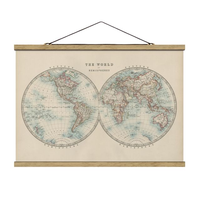 Obrazy vintage Mapa świata w stylu vintage Dwie półkule