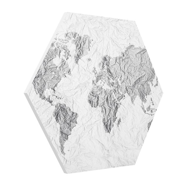 Czarno białe obrazki Papierowa mapa świata biała szara