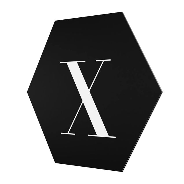 Obraz heksagonalny z Alu-Dibond - Czarna litera Szeryf X