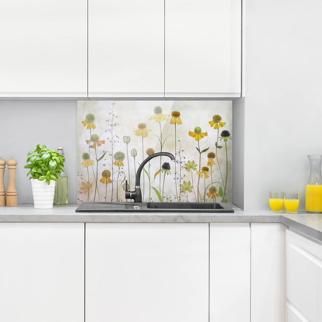 Panele szklane do kuchni Czułe kwiaty Helenium