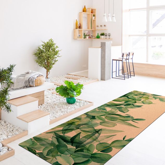 dywany nowoczesne Liście eukaliptusa akwarela