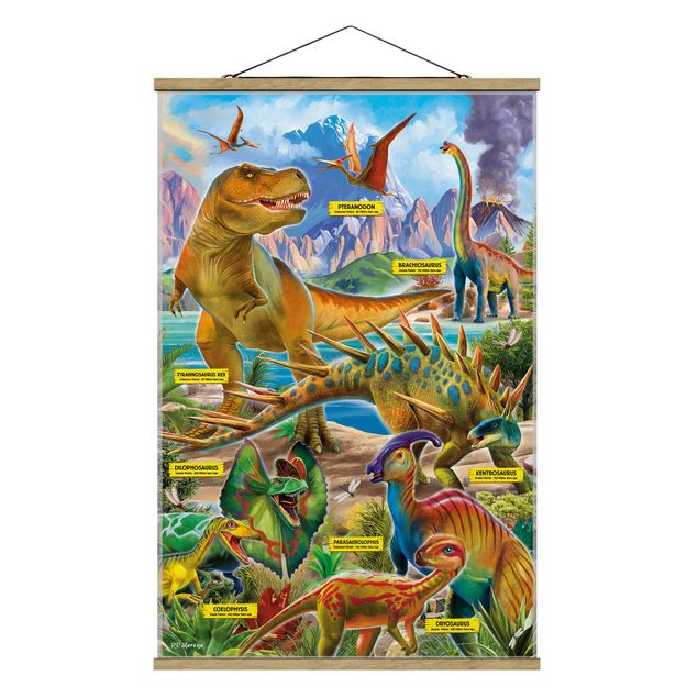Obraz kolorowy Gatunki dinozaurów