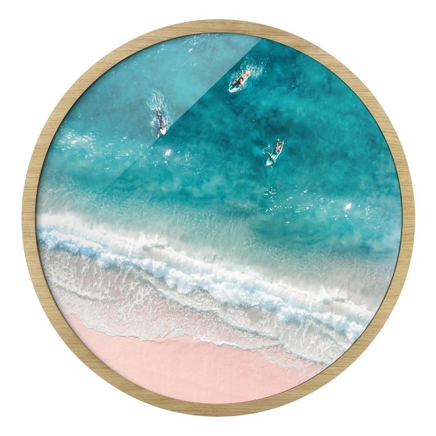 Obrazy do salonu nowoczesne Trzej surferzy wiosłują do brzegu