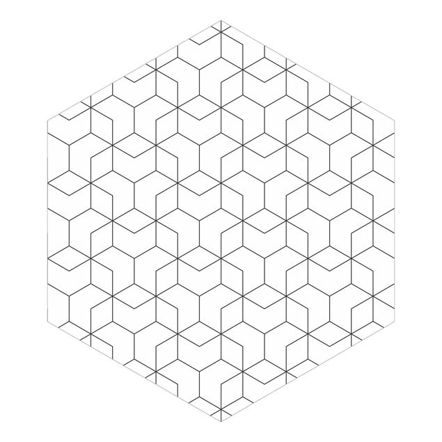 Sześciokątna tapeta samoprzylepna - Trójwymiarowy wzór linii sześcianu