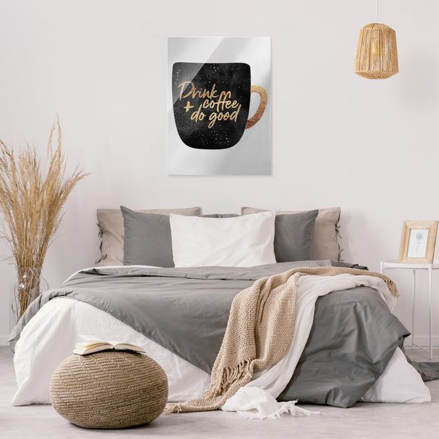 Obrazy na szkle powiedzenia Pij kawę, czyń dobro - czarny