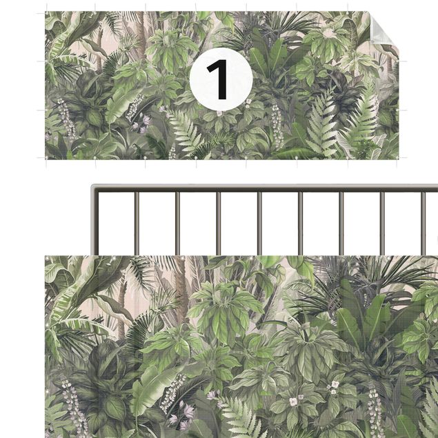 Osłona balkon Rośliny dżungli w zieleni