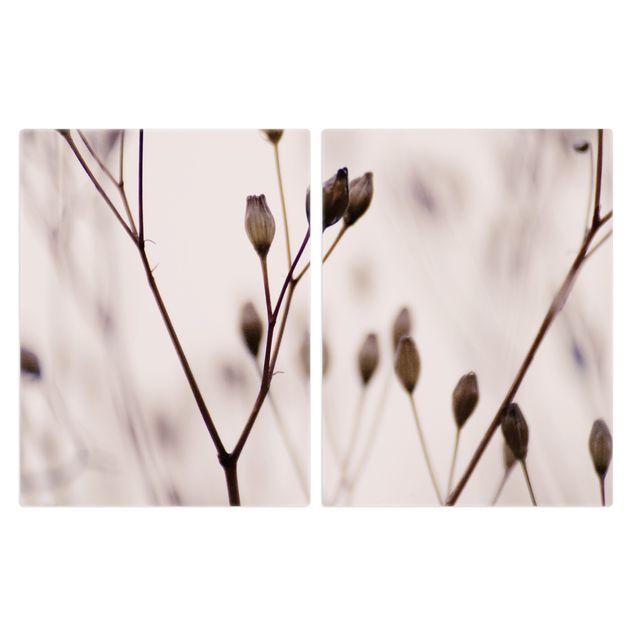 Pokrywa kuchenki - Ciemne pąki na gałęzi dzikiego kwiatu