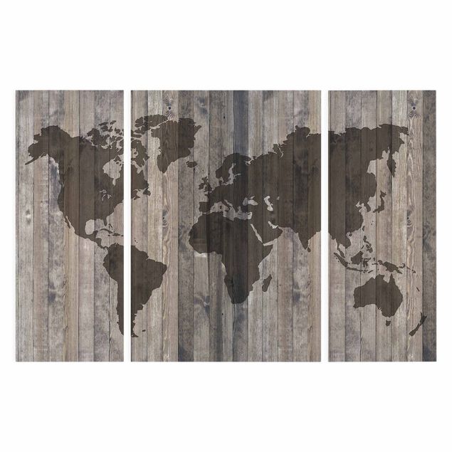 Obrazy Mapa świata z drewna