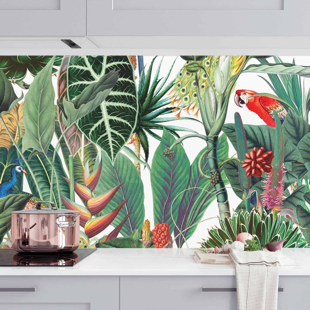 Dekoracja do kuchni Kolorowy wzór tropikalnego lasu deszczowego II