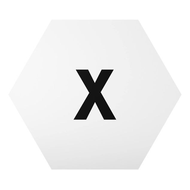 Obraz heksagonalny z Alu-Dibond - Biała litera X