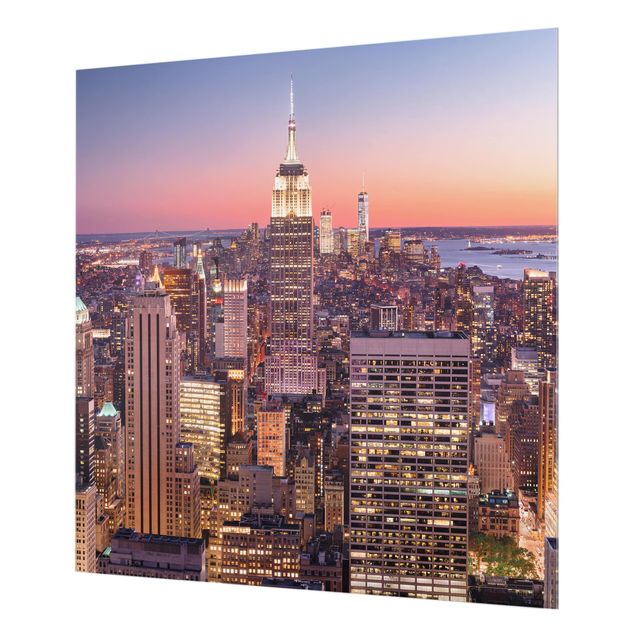 Panel szklany do kuchni - Zachód słońca Manhattan Nowy Jork