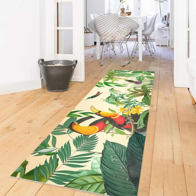 dywan na taras Kolaże w stylu vintage - Tukan w dżungli