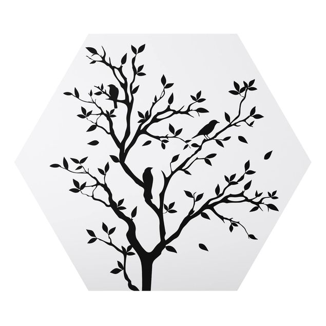 Obraz heksagonalny z Alu-Dibond - Nr YK14 Świergoczące drzewo