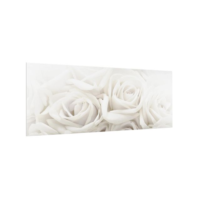 Panel szklany do kuchni - Białe róże
