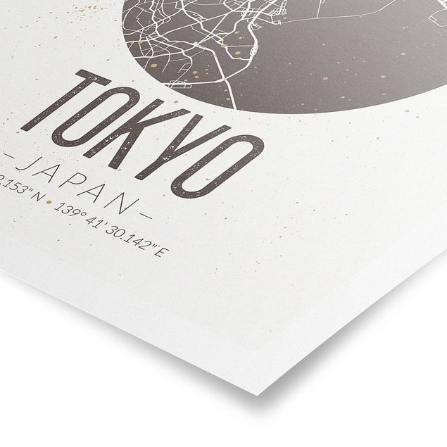 Obrazy nowoczesne Mapa miasta Tokio - Retro