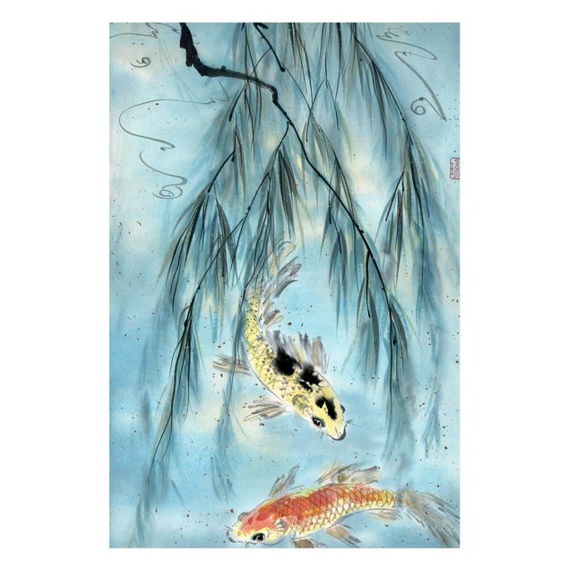Obrazy do salonu Japoński rysunek akwarelowy Złota rybka II