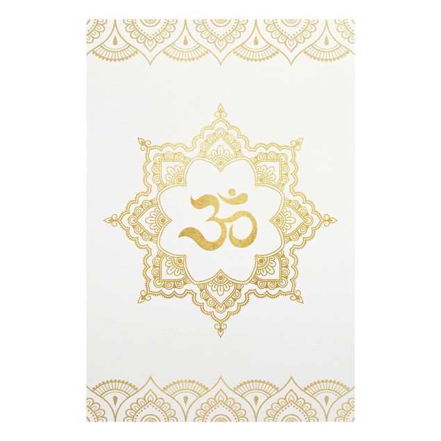 Obrazy duchowość Mandala OM Ilustracja Ornament z białego złota