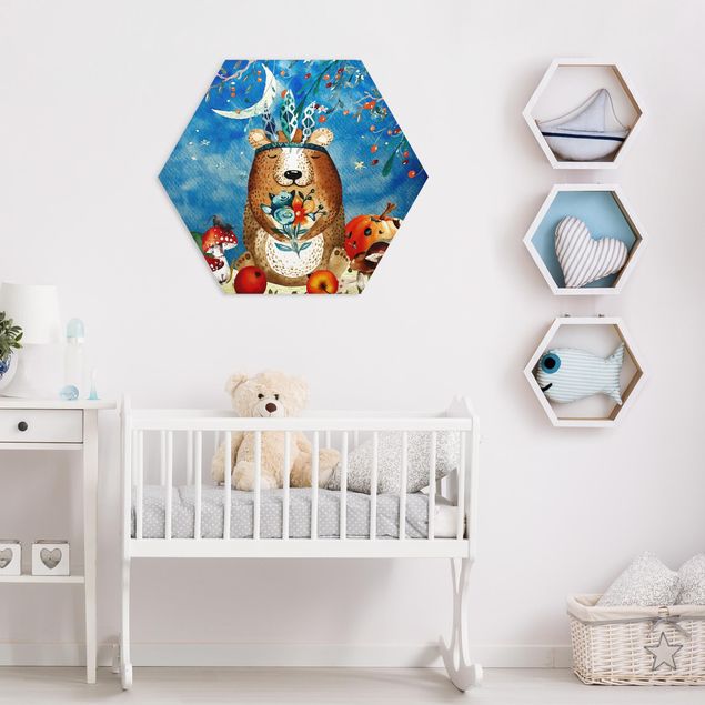 Pokój niemowlęcy Akwarela Niedźwiedź w świetle księżyca
