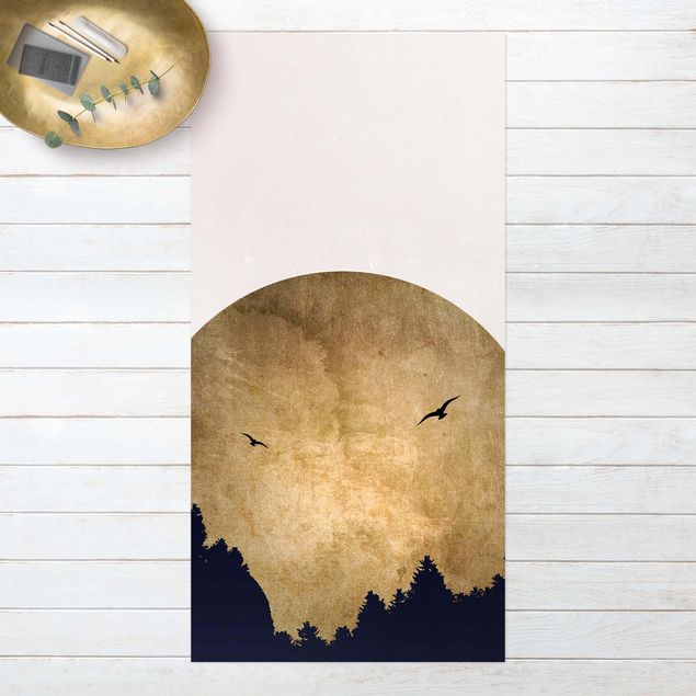 dywan zewnętrzny Złoty księżyc w lesie